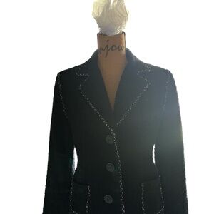 CAbi Black Tailored Blazer with Contrast Stitching